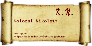 Kolozsi Nikolett névjegykártya
